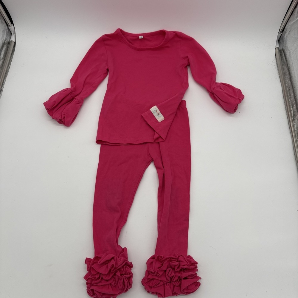 Cotton Ruffles Girls Pink Top And‎ Leggings Size 2 See Measurements